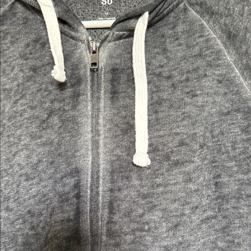 SO Women's Charcoal Zip-Up Hoodie (lightweight and soft) - Picture 3 of 6